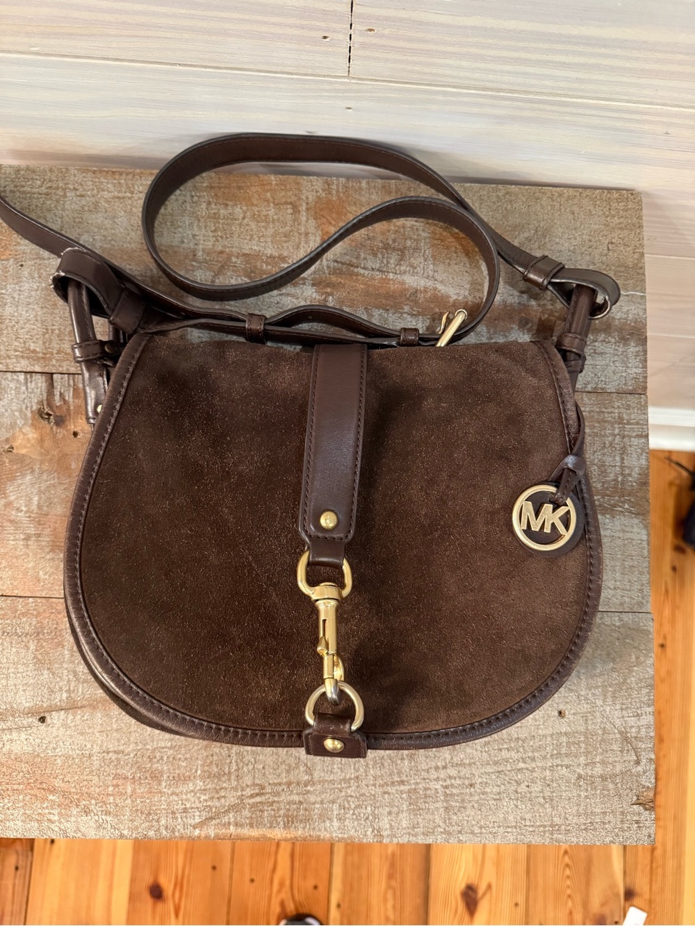 Michael Kors Jamie Saddle Bag Leather 30H5TJXSES Coffee Large